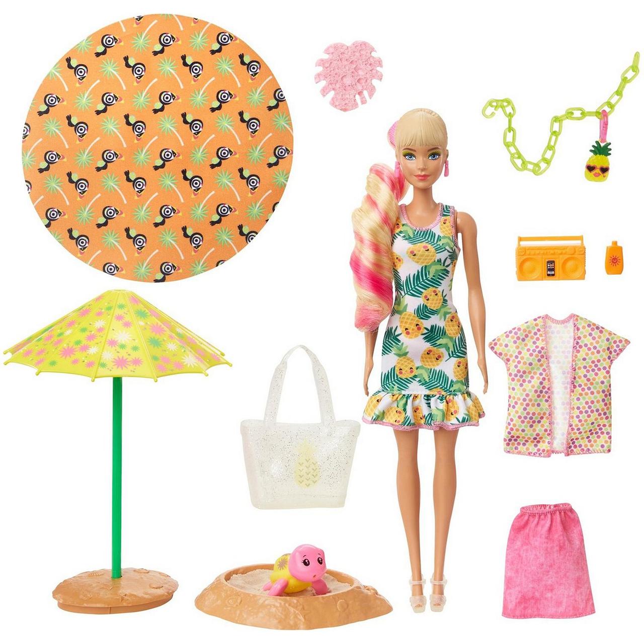 Barbie "Цветное перевоплощение" Кукла-сюрприз Барби Ананас, Color Reveal