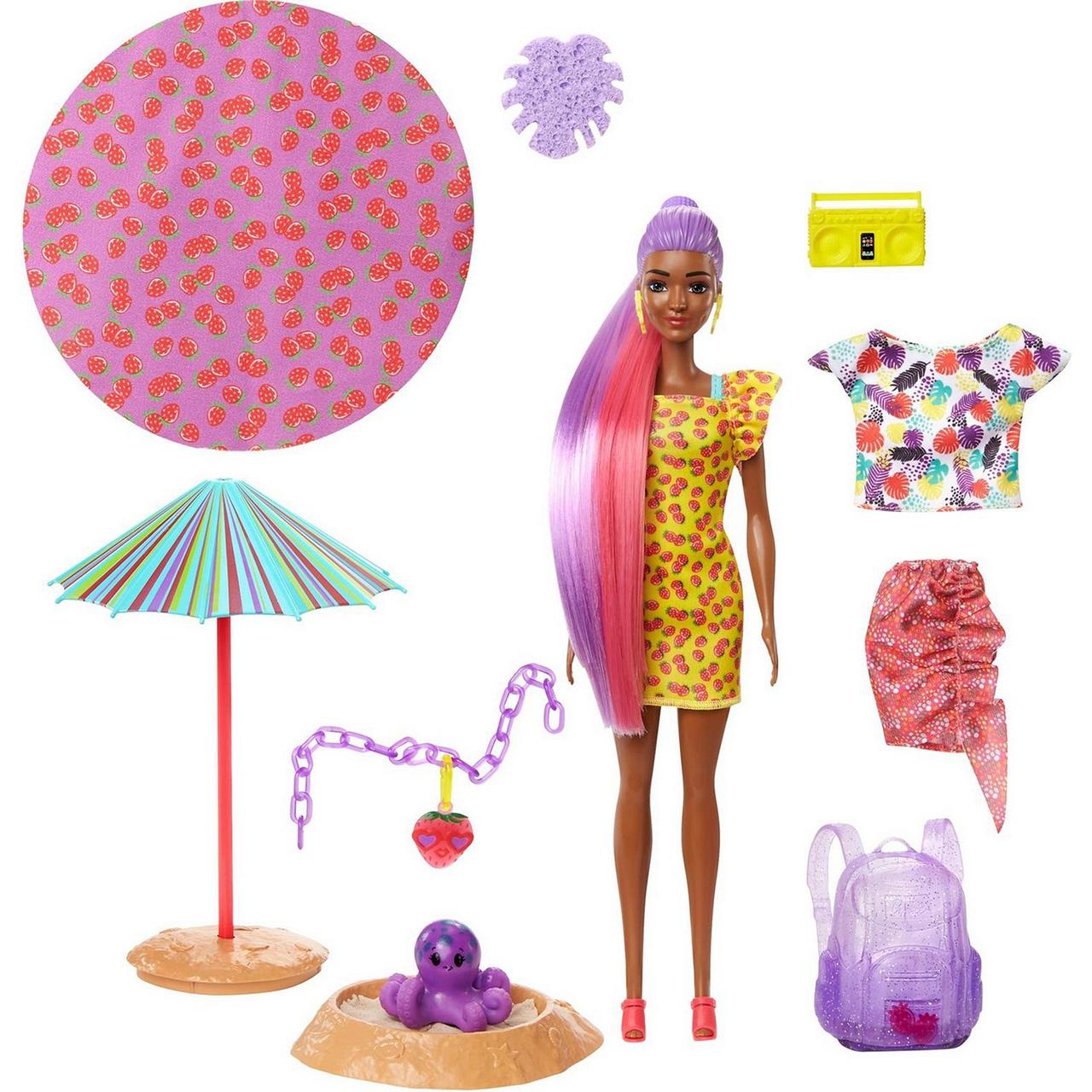 Barbie "Цветное перевоплощение" Кукла-сюрприз Барби Клубника, Color Reveal