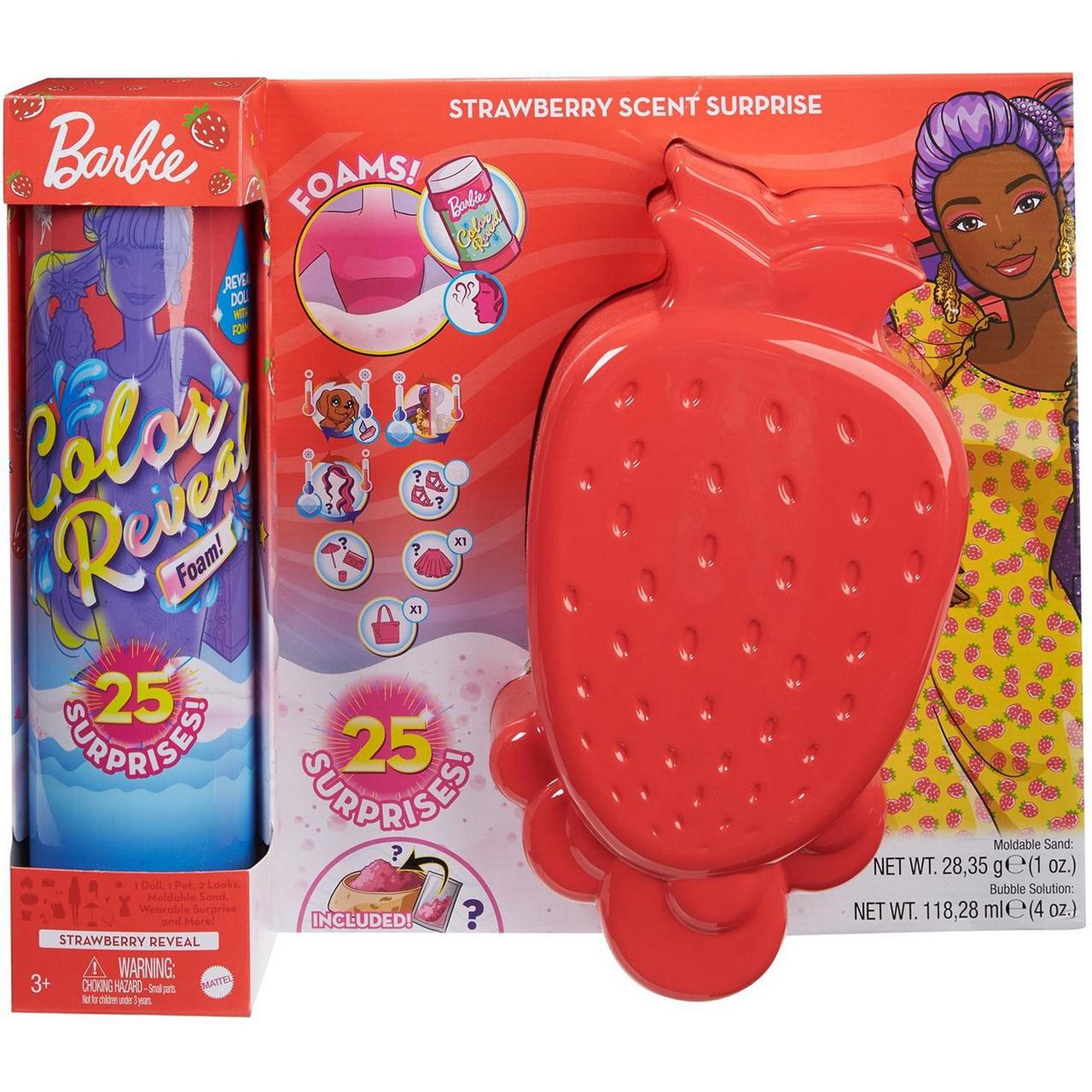 Barbie "Цветное перевоплощение" Кукла-сюрприз Барби Клубника, Color Reveal