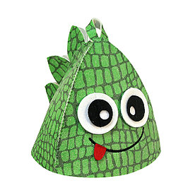 Шапка банная "Дракончик с гребнем", фетр зелёный