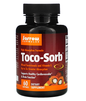 Jarrow Formulas, Toco-Sorb, смесь токотриенолов и витамина Е, 60 мягких таблеток