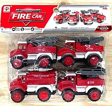 BJ655A Fire Car Пожарная спец машина 4в1 в пакете 22*24см