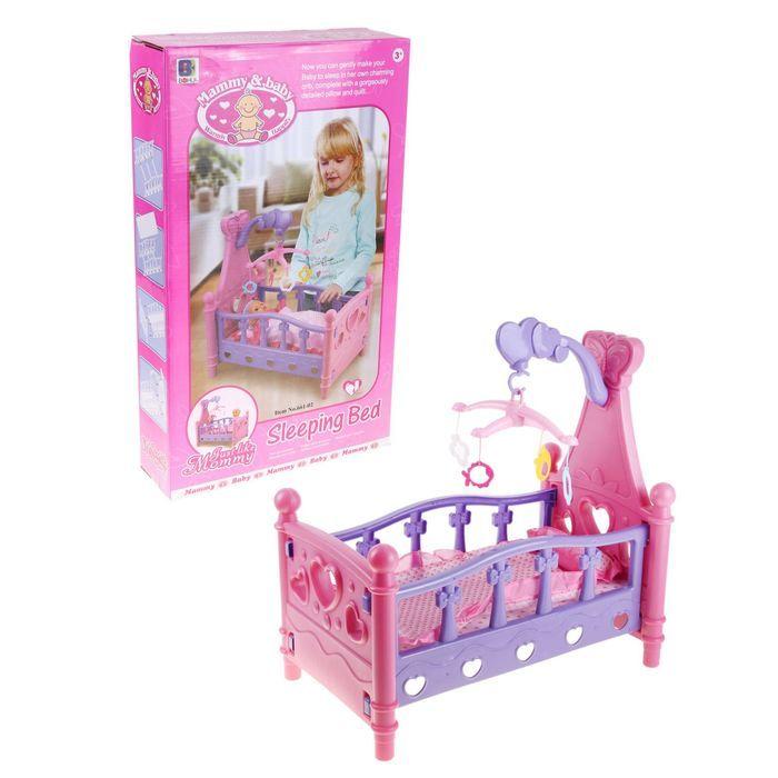 661-03A Кроватка для куклы с мобилем Mammy's baby муз, 56*40см
