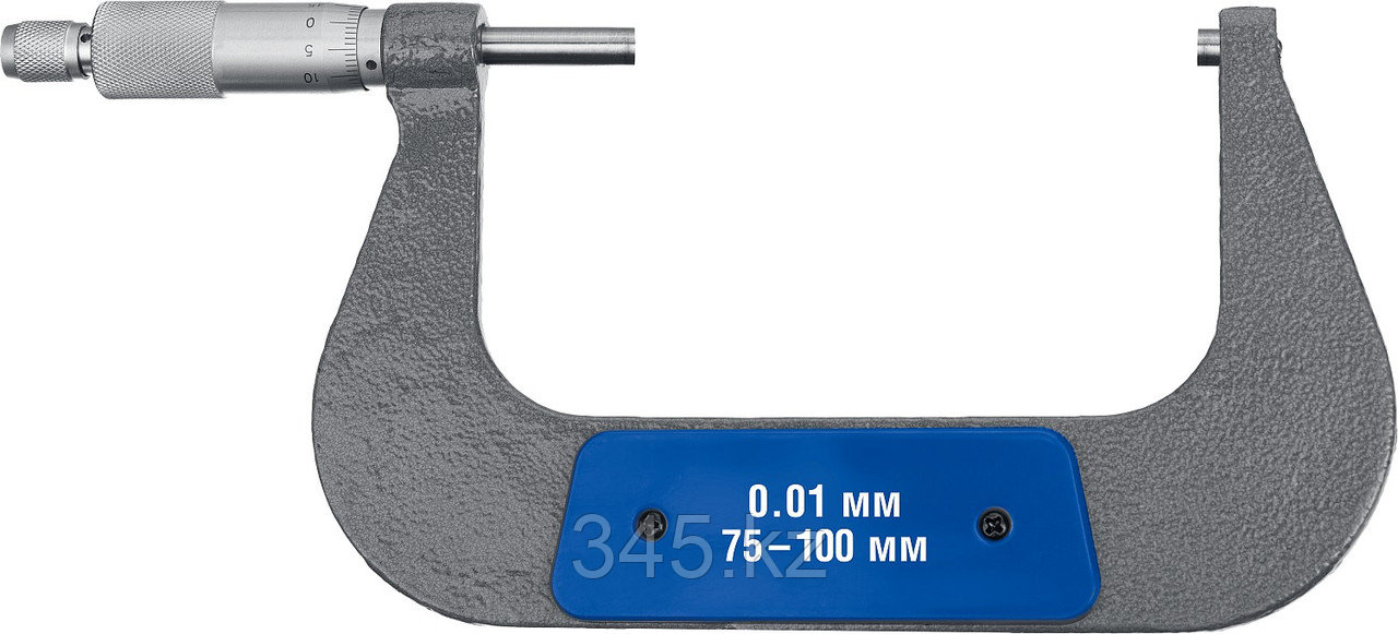 Микрометр ЗУБР "Профессионал" гладкий механический, МК 100, диапазон 75-100мм, шаг измерения 0,01мм - фото 1 - id-p95259689
