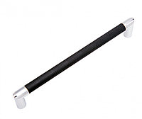 Ручка мебельная 128мм черный-хром ребристая EROS RS286CP/OBL.4/128
