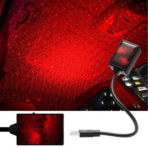 Проектор звездного неба светомузыкальный для салона автомобиля C206 {3 режима, USB-питание} (Красный) - фото 1 - id-p95268717