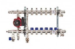 Коллектор со смесительным узлом Mixell из нержавеющей стали, 6 контуров