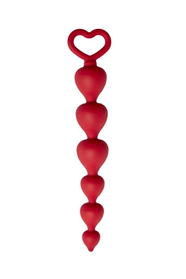 Анальная цепочка Heart Ray, диаметр до 2,5 см, длина 17,5 см , цвет бордовый