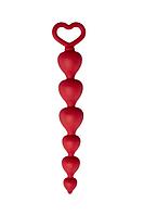 Анальная цепочка Heart Ray, диаметр до 2,5 см, длина 17,5 см , цвет бордовый