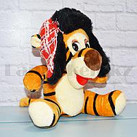 Мягкая игрушка тигр в шапке ушанке в ассортименте