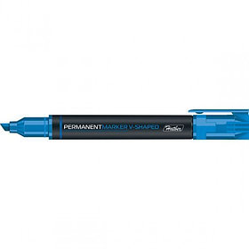 Маркер перманентный "Hatber", 0,5-4мм, клиновидный пишущий узел, круглый корпус, синий