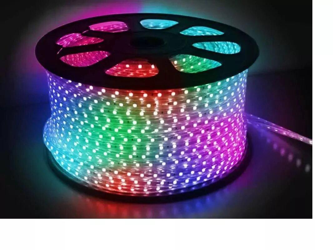 Светодиодная лента RGB SMD5050 водонепроницаемая 220В, 60LED/м - фото 1 - id-p95302844