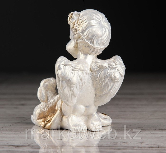 Статуэтка Ангел с зайчиком перламутр с золотом, 9 см - фото 3 - id-p95309279