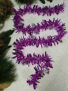 Новогодняя мишура серебристо-фиолетовая