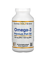 California GOLD Nutrition Омега-3, жоғары сапалы балық майы, балық желатинінен жасалған 240 капсула