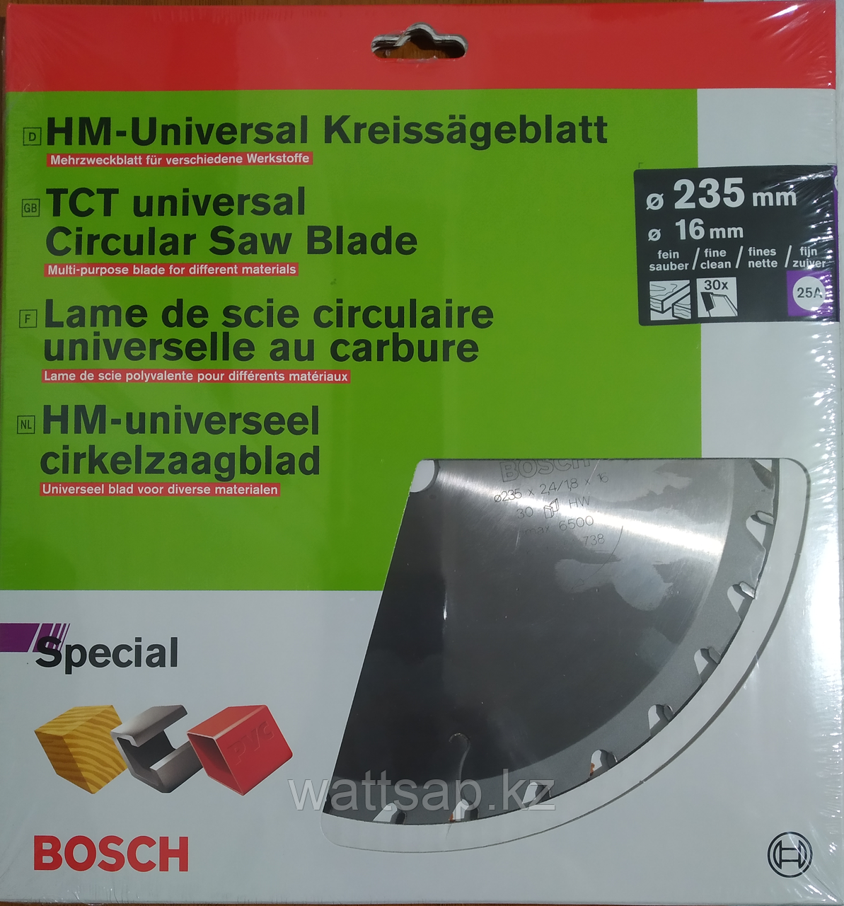Пильный диск по дереву, алюминию, цветным металлам  Bosch Special 235x16, z30 (Франция)