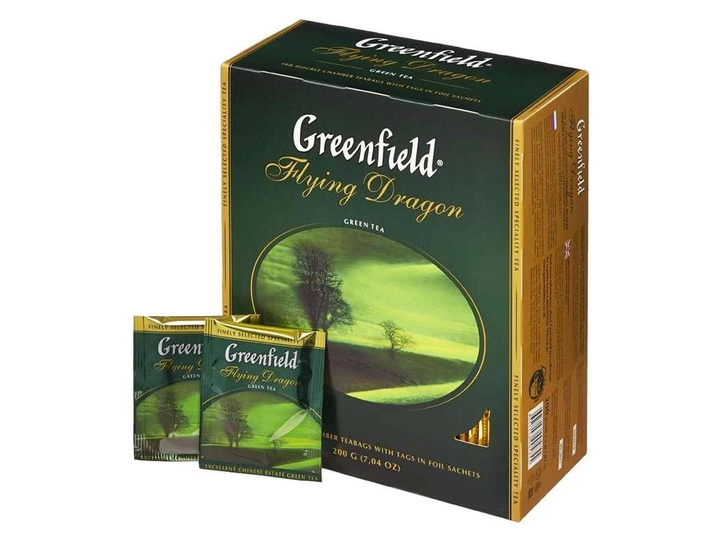 Чай Greenfield Flying Dragon китайский зеленый, 100 пакетиков