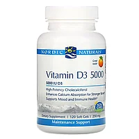 Витамины Nordic Naturals Vitamin D3 5000 IU со вкусом апельсина 120 капсул