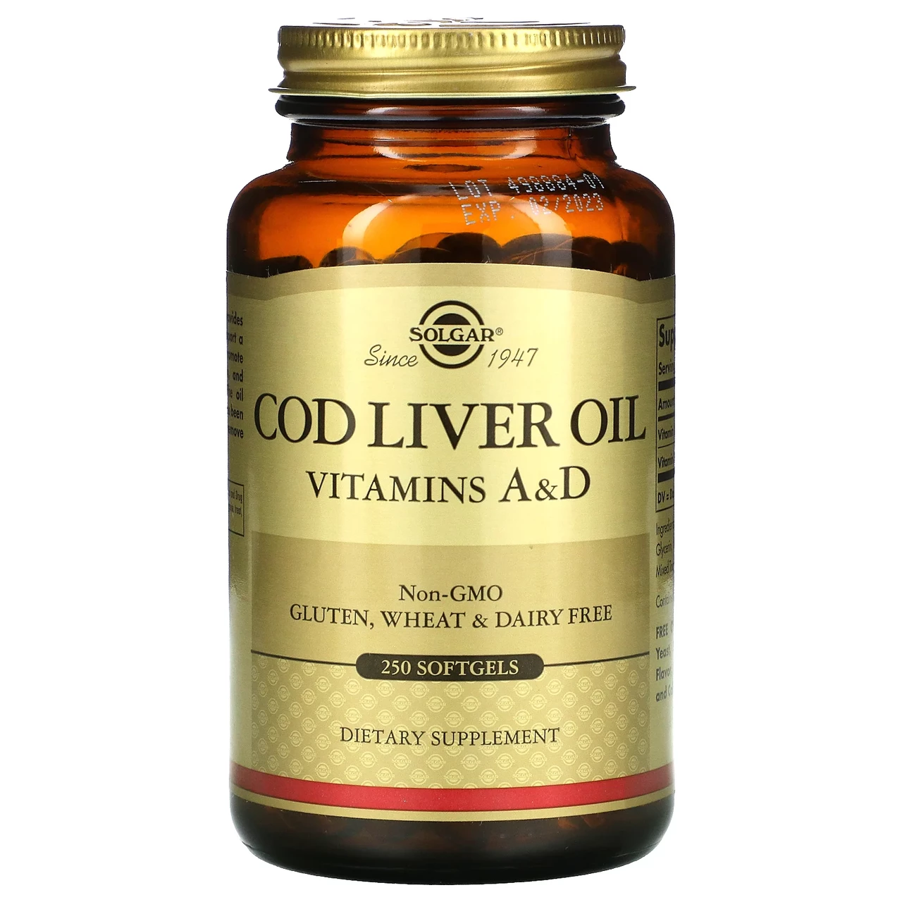 Витамины Solgar Cod liver oil Vitamins A&D 250 капс