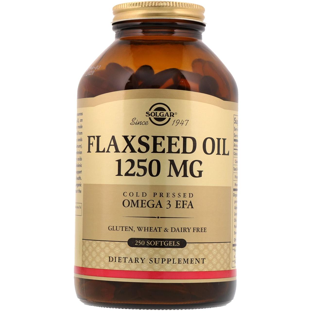 Витамины Solgar Flaxseed Oil 1250 mg 250 капс - фото 1 - id-p95331538