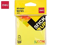 Клейкие листки DELI "Neon" 76х76 мм, неоново-желтые, 100 листов