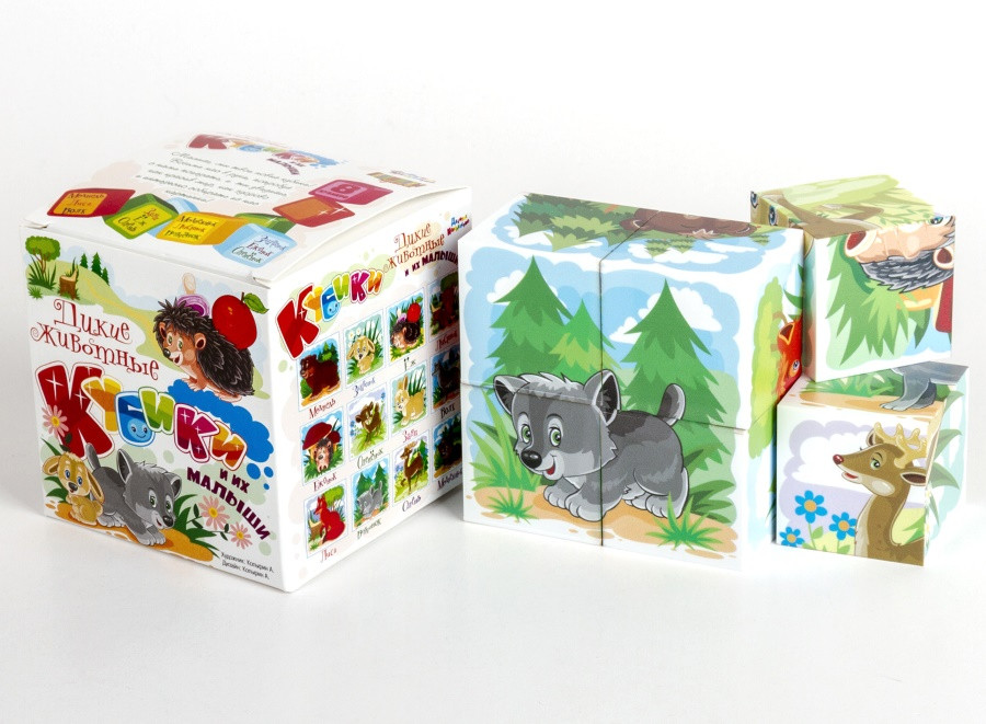 Кубики «Дикие животные и их малыши» (без обклейки) 8 шт. арт.00699 - фото 2 - id-p95309530