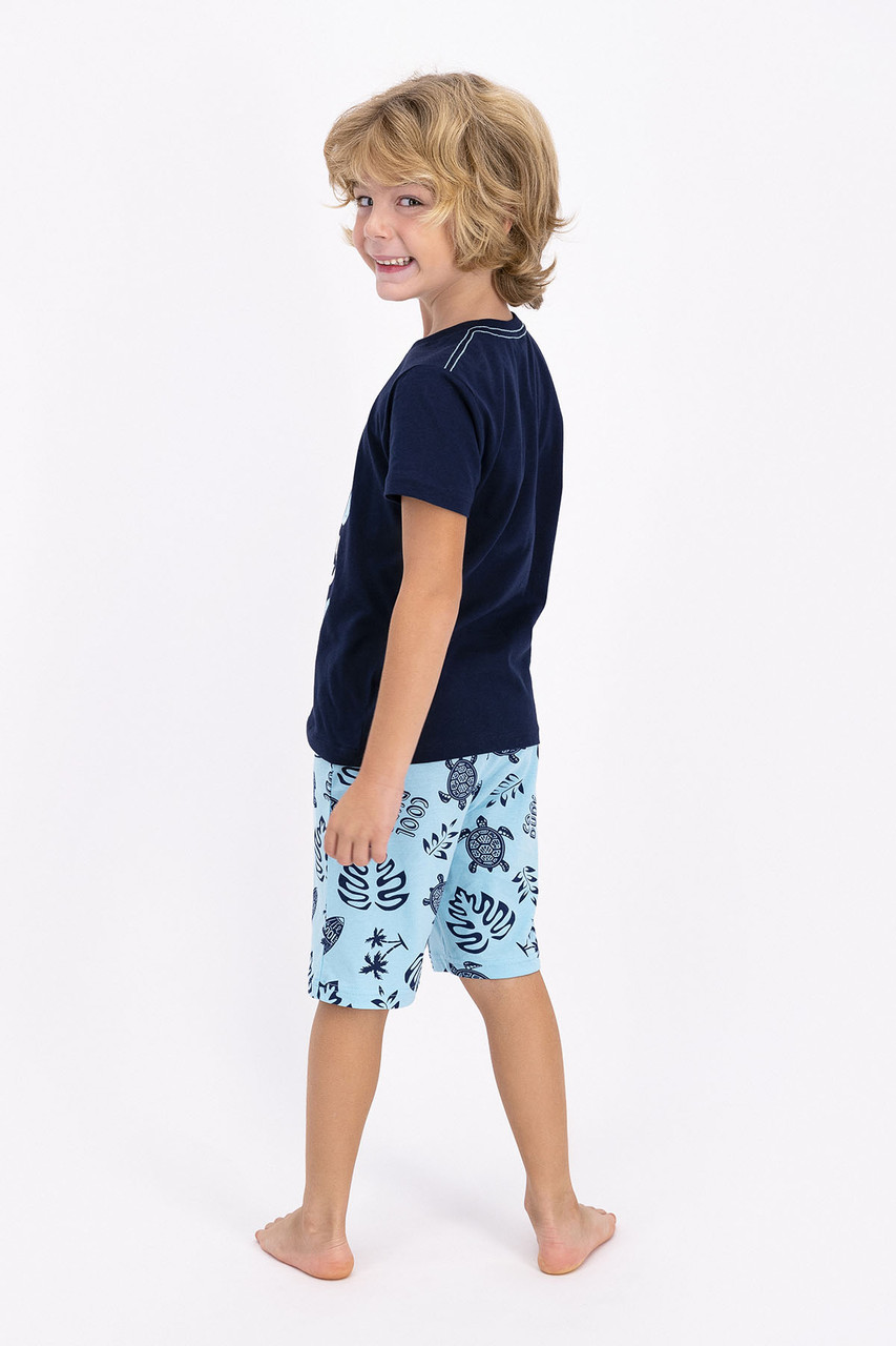 Пижама мальчиковая подростк* 10-11 лет / 140-146 см, Тёмно- синий - фото 3 - id-p95383982