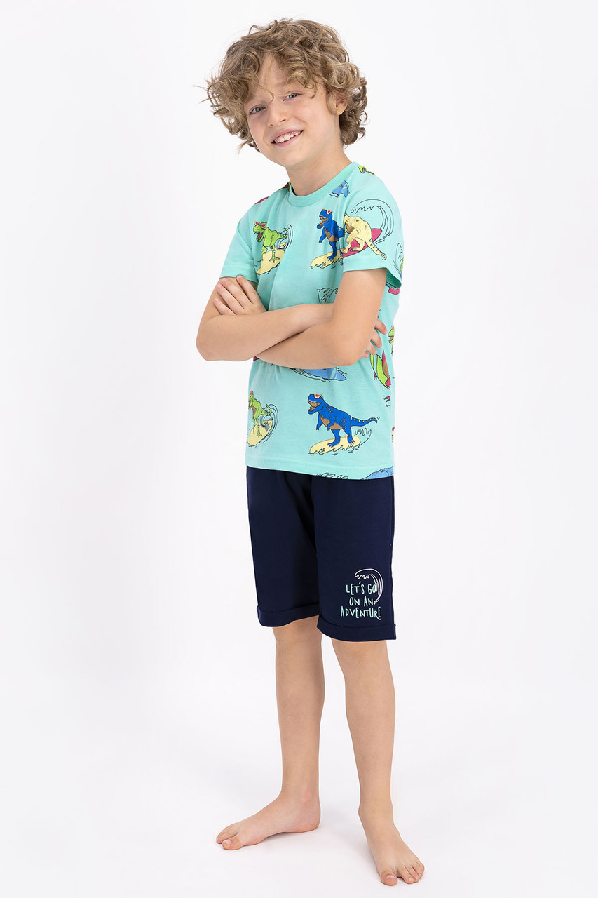 Пижама мальчиковая подростк* 14-15/ 152-158 см,  Бирюзовый