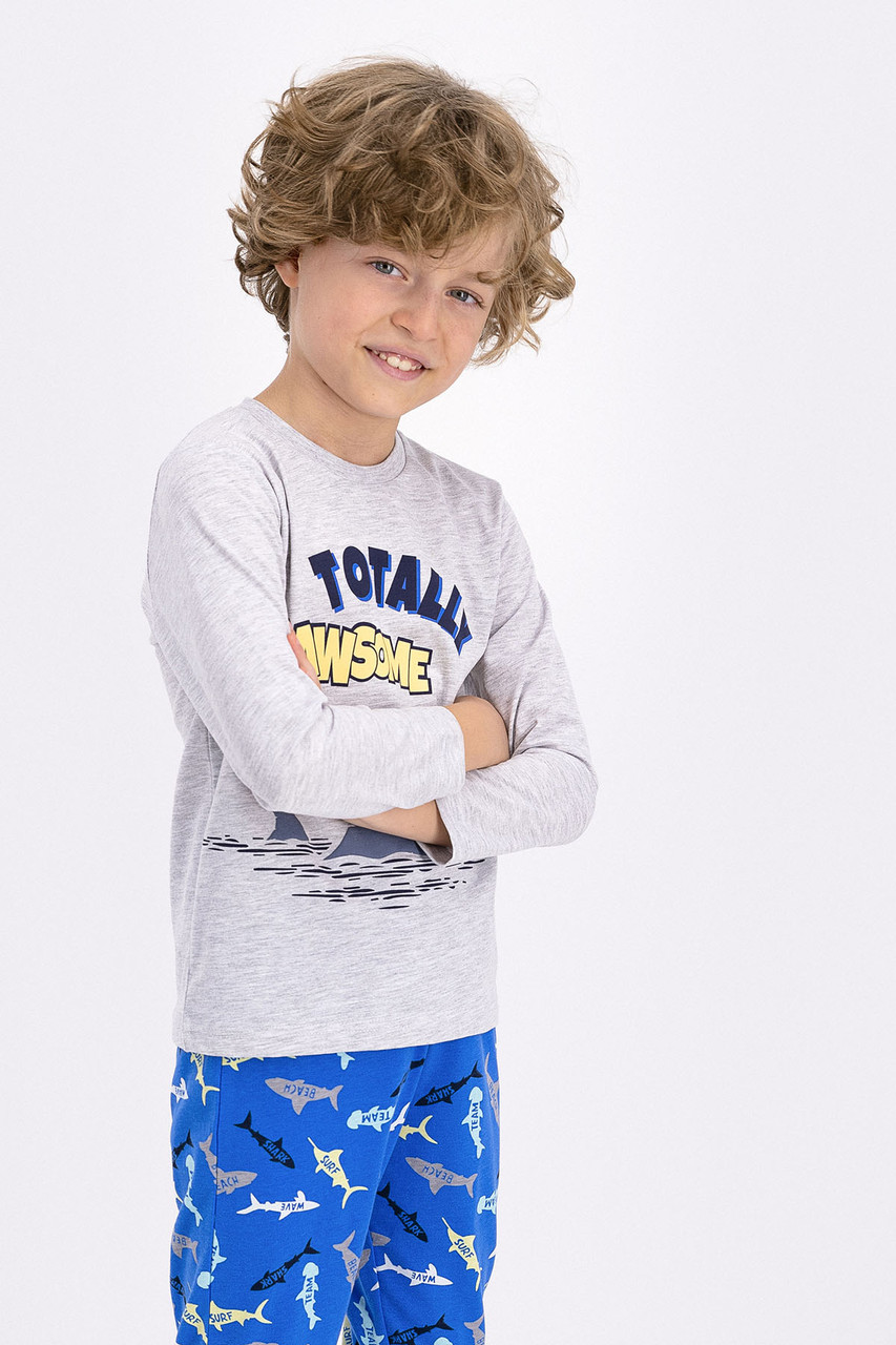 Пижама детская мальчик* 2-3/ 92-98 см, Серый меланж - фото 3 - id-p95383955