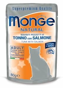 Monge Natural Tuna with salmon in Jelly Adult Тунец с лососем в желе для взрослых кошек 80гр - фото 1 - id-p95384726