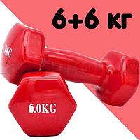 Комплект гантелей с виниловым покрытием для фитнеса 6 кг в ассортименте