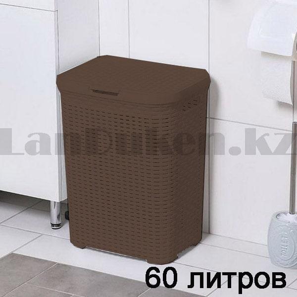 Корзина плетеная для белья пластиковая 65х35х45 см 60 л коричневая