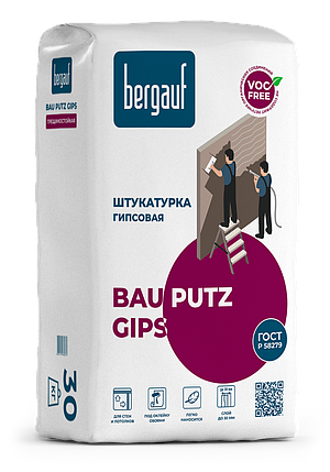 Штукатурка гипсовая трещиностойкая BAU PUTZ GIPS 30кг Bergauf, фото 1