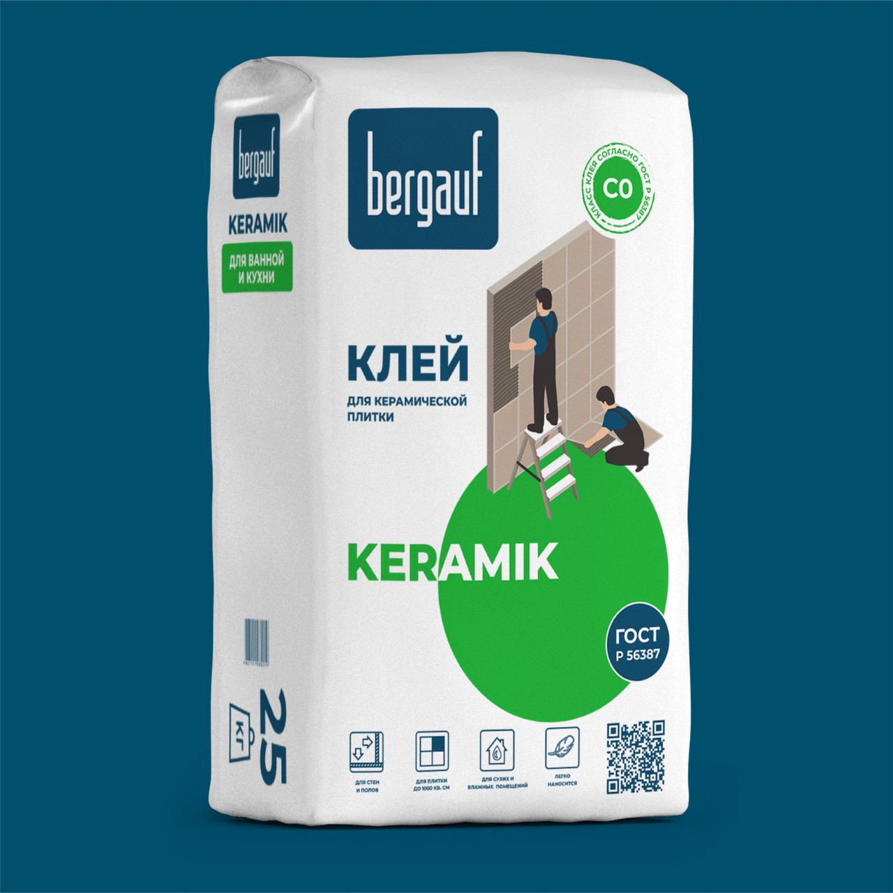 Клей KERAMIK для керамической плитки, 25 кг, Bergauf - фото 2 - id-p95415602