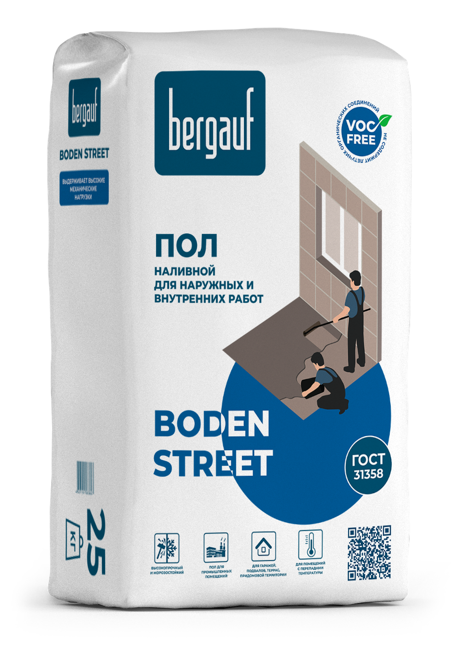 Наливной пол для наружных и внутренних работ BODEN STREET 25 кг Bergauf