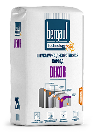 DECOR, Штукатурка декоративная "короед", Белый, 25 кг, Bergauf, фото 2