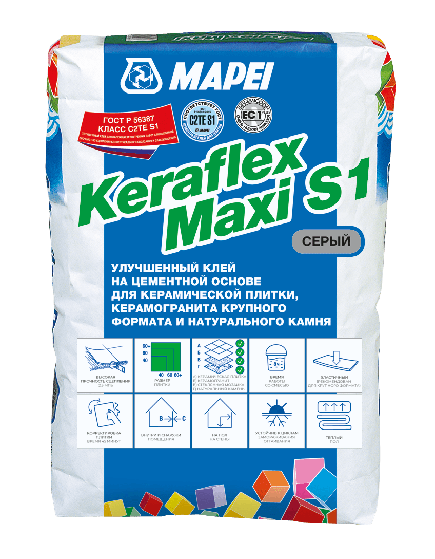 Keraflex Maxi S1 улучшенный эластичный клей на цементной основе