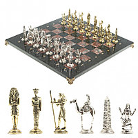 Подарочные шахматы "Древний Египет" доска 40х40 см камень креноид змеевик фигуры металлические