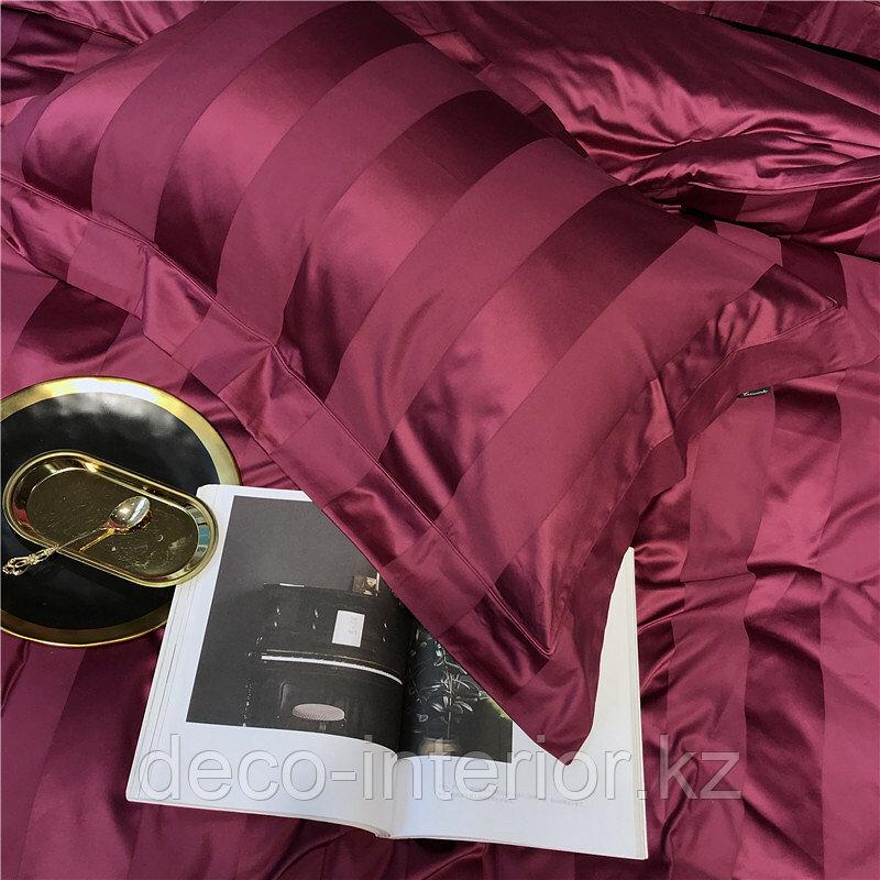 Комплект люксового постельного белья KING SIZE из египетского хлопка однотонный с широкой сатиновой полосой - фото 5 - id-p95449256