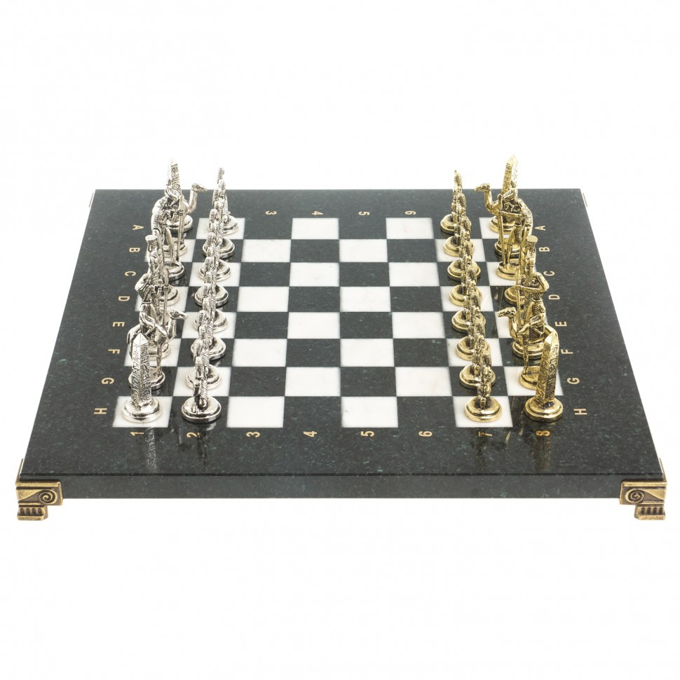 Подарочные шахматы с фигурами из металла "Древний Египет" доска 32х32 см из камня мрамор - фото 2 - id-p95458773