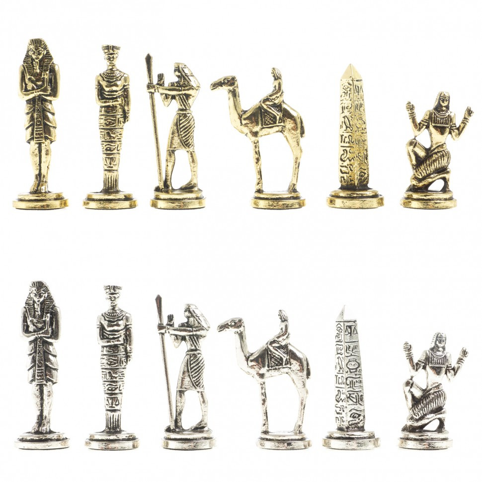 Подарочные шахматы с фигурами из металла "Древний Египет" доска 32х32 см из камня мрамор - фото 6 - id-p95458773