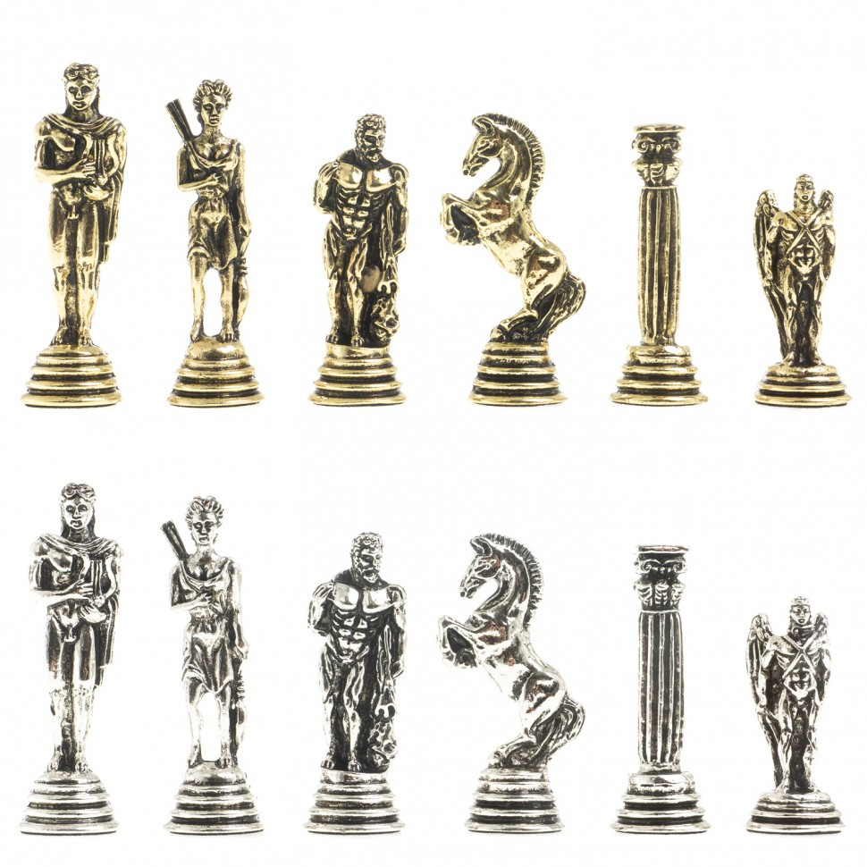 Сувенирные шахматы "Икар" доска 32х32 см из камня змеевик фигуры металлические - фото 6 - id-p95458777