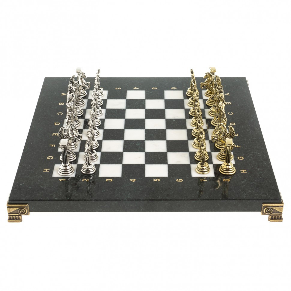 Настольная игра шахматы "Подвиги Геракла" доска 28х28 см из камня мрамор фигуры металлические - фото 2 - id-p95458796