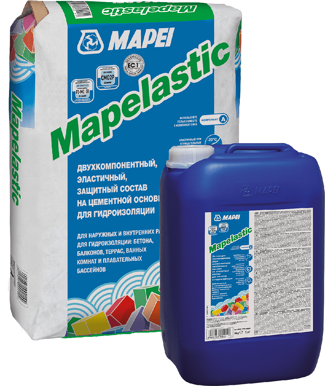MAPEPLASTIC - двухкомпонентная эластичная цементная мембрана для гидроизоляции. - фото 1 - id-p95491466