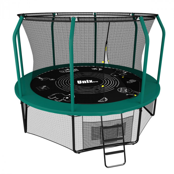 Батут Unixfit Supreme Game Green 10FT внутренняя сетка 305см