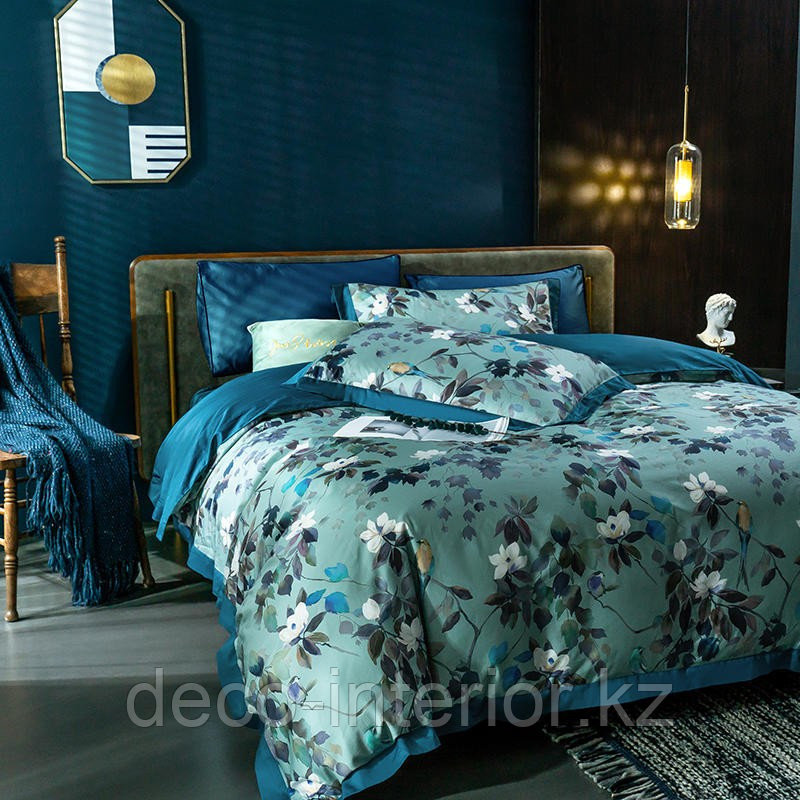 Комплект постельного белья KING SIZE из египетского хлопка c цветами - фото 2 - id-p95525135