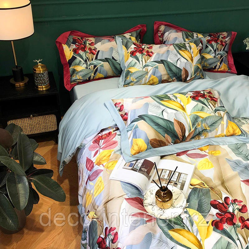 Комплект постельного белья KING SIZE из египетского хлопка c цветами - фото 4 - id-p95525142