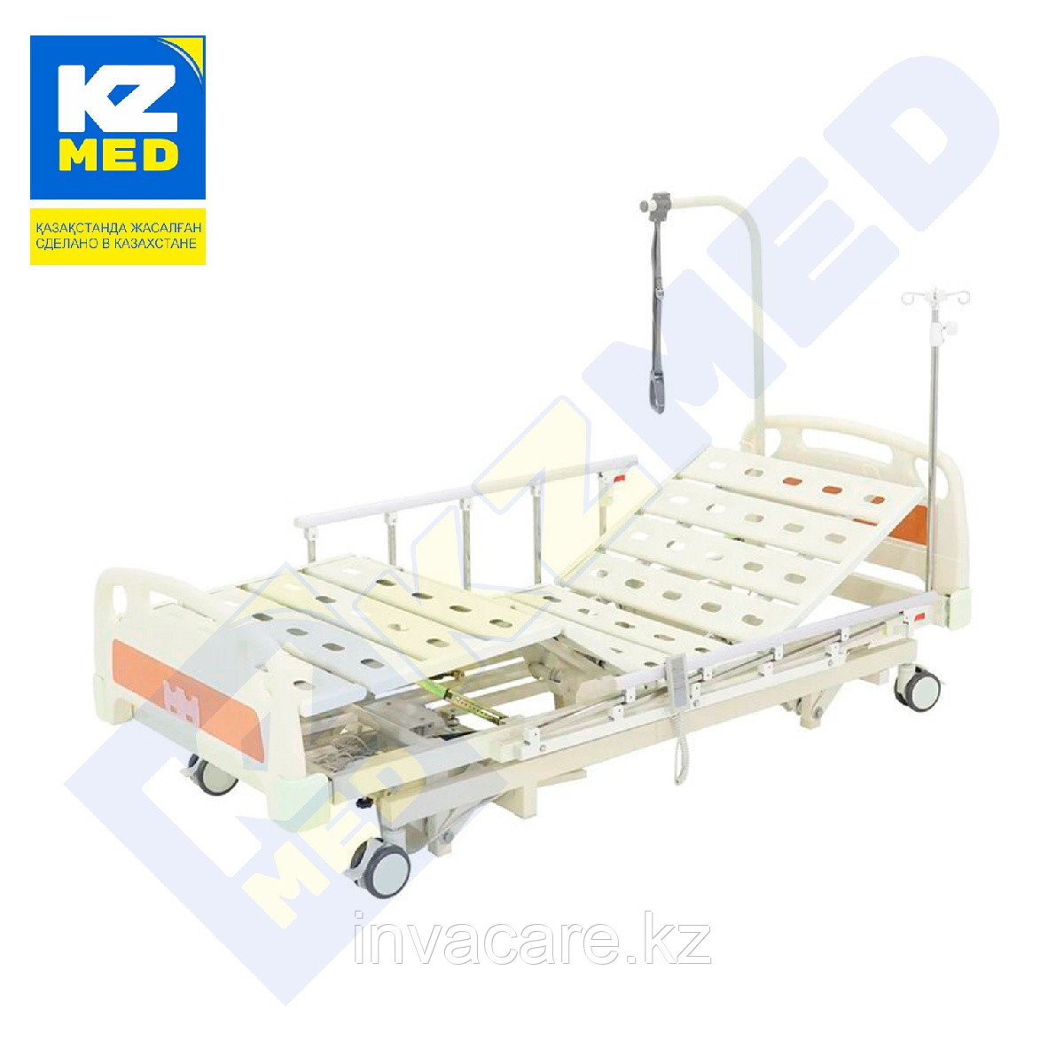 Кровать медицинская "KZMED" (304E-U спинки ABS)(c удлинением), белый - фото 1 - id-p95525733