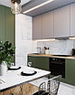 Кухня без ручек в стиле лофт зеленая серая матовая, фото 2
