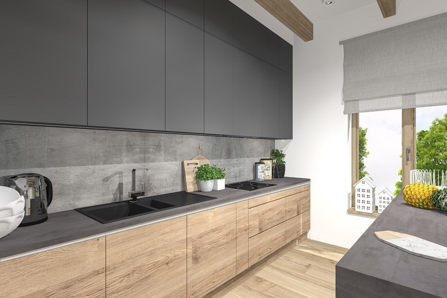 Кухня на заказ фасад дсп Италия + серая матовая покраска Blum furniture